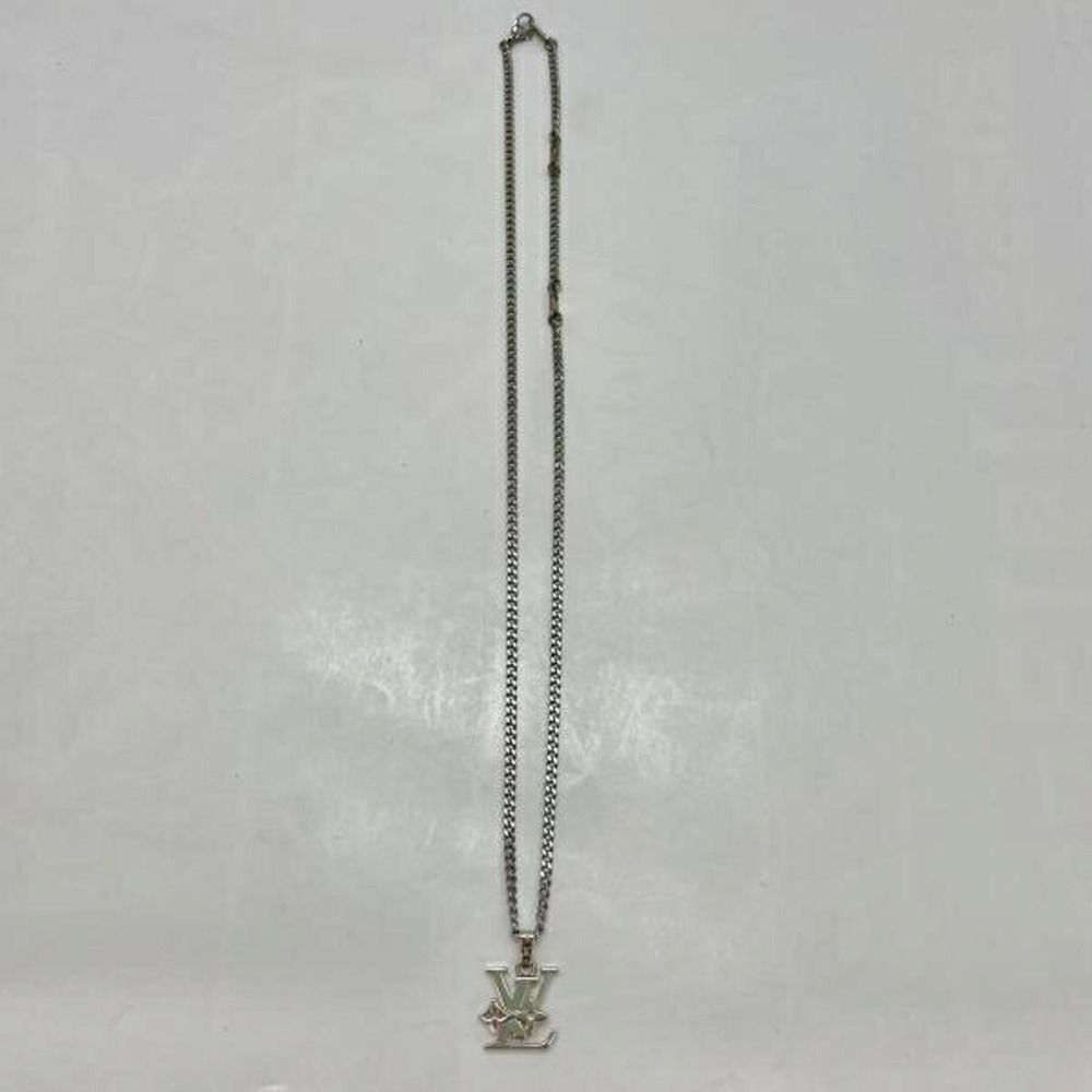 LOUIS VUITTON Monogram Row Necklace Silver SS M02254 Louis Vuitton